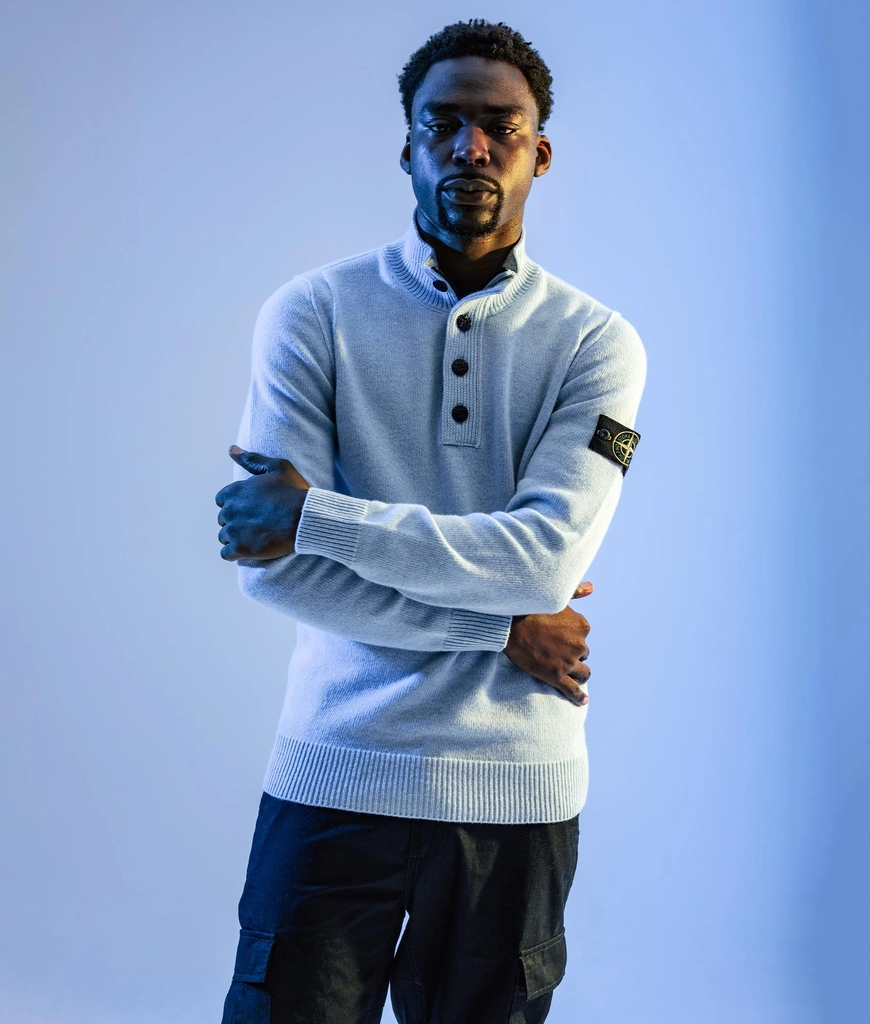 Stone Island Mens Button Neck Lambswool Jumper